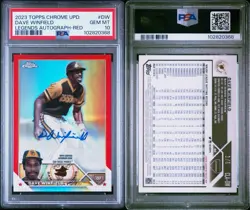 2023 TOPPS CHROME UPDATE DAVE WINFIELD CHROME LEGENDS AUTO RED 3/5 PSA 10 POP 1 - Image 3
