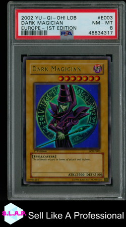 DARK MAGICIAN 1ST EDITION-EUROPE YU-GI-OH! LOB WHITE DRAGON 2002 E003 PSA 8 - Image 1
