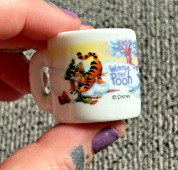 Disney Winnie the Pooh Snow Scene Miniature Porcelain Cup Mug Tiny Small RARE - Image 1