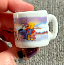 Disney Winnie the Pooh Snow Scene Miniature Porcelain Cup Mug Tiny Small RARE - Image 4