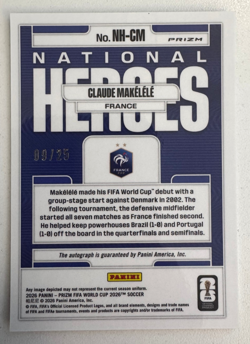 2026 PANINI PRIZM FIFA WORLD CUP CLAUDE MAKELELE NATIONAL HEROES BLUE AUTO /25 - Image 2