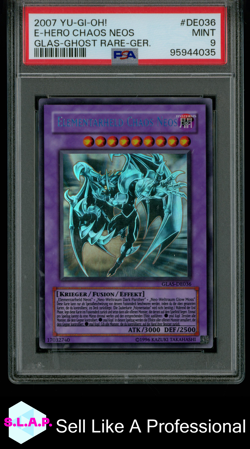 E-HERO CHAOS NEOS GLAS-GHOST RARE-GER. YU-GI-OH! GLAS 2007 DE036 PSA 9 - Image 1