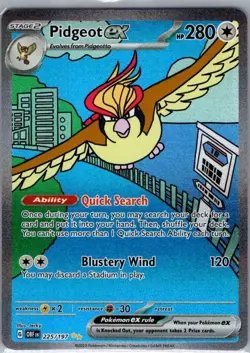 Pidgeot ex 225/197 SIR SV03: Obsidian Flames - Pokemon Card - NM - Image 1