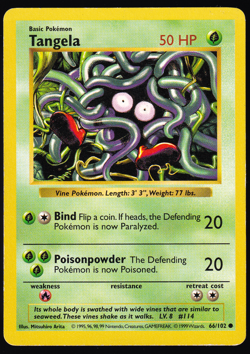 Tangela 66/102 Shadowless Base Set Pokemon Card 1999 LP - Image 1