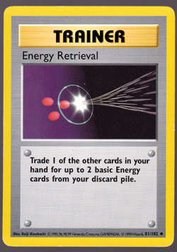 Energy Retrieval 81/102 Shadowless Base Set Pokemon Card 1999 LP - Image 1