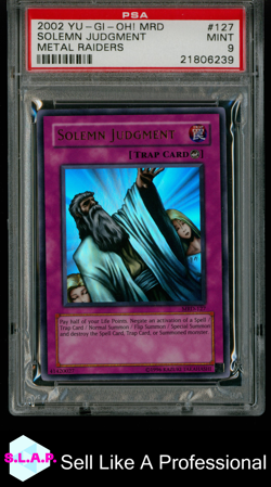 SOLEMN JUDGMENT METAL RAIDERS YU-GI-OH! MRD-METAL RAIDERS 2002 127 PSA 9 - Image 1