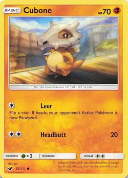 Pokemon Card - Cubone - (52/111 - Crimson Invasion) - Image 1