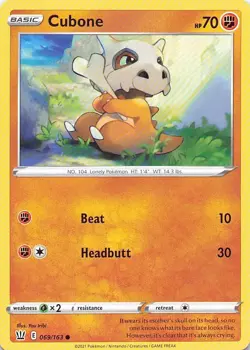 Pokemon Card - Cubone - (069/163 - Battle Styles) - Image 1
