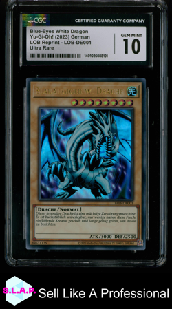 BLUE-EYES WHITE DRAGON LOB REPRINT (2020 COPYRIGHT) LOB-DE001 YU-GI-OH! CGC 10 - Image 1