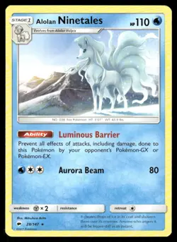 Pokemon Cards Alolan Ninetales 28/147 Burning Shadows Rare MP - Image 1