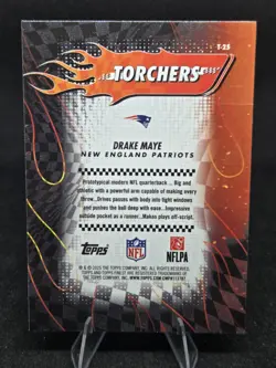 Topps 2025 Finest Torchers Blue Insert Drake Maye Patriots #T-25 89/99 - Image 2