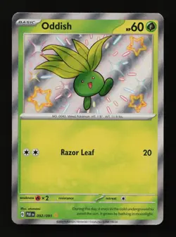 Oddish 092/091 Holo Shiny Rare Paldean Fates Pokemon Cards - Image 1