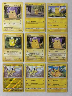 Vintage Pikachu 9 Card Lot - Pokemon Base Set/2 WOTC, Fossil, XY Burning Shadows - Image 1