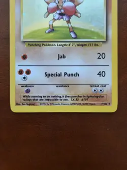 Pokemon Hitmonchan Base Set Holo 7/102 Holo Rare 70 HP English 1999 WOTC - Image 3