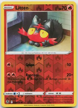 Litten 030/195 Pokemon Silver Tempest Reverse Holo Common NM - Image 1