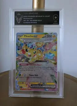 Pokemon TCG Pikachu ex 057/191 S&V Surging Sparks Reverse Holo TCG Graded 9 MINT - Image 1