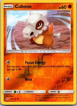 CUBONE 90/214 COMMON UNBROKEN BONDS POKEMON REVERSE HOLO - Image 1