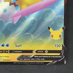 Pokemon Surfing Pikachu V Ultra Rare Full Art Holo 008/025 Celebrations TCG - Image 4