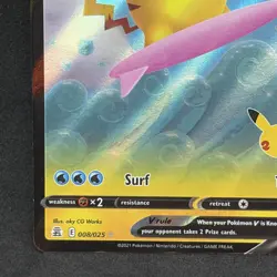 Pokemon Surfing Pikachu V Ultra Rare Full Art Holo 008/025 Celebrations TCG - Image 5