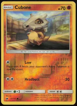 Cubone 52/111 LP Crimson Invasion Common Reverse Holo Pokemon - Image 1