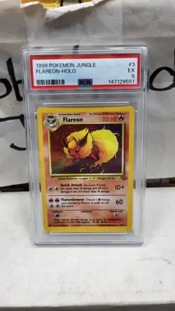 1999 FLAREON HOLO RARE JUNGLE POKEMON TCG PSA 5 EX EXCELLENT #3/64 - Image 2