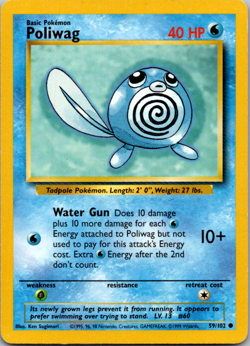 Pokemon TCG - Poliwag - 59/102 - Unlimited Base Set - MP Common (1999) - Image 1