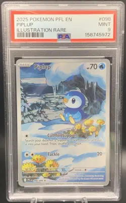 Piplup 098/094 IR - 2025 Pokemon Phantasmal Flames Illustration Rare PSA 9 MINT - Image 1