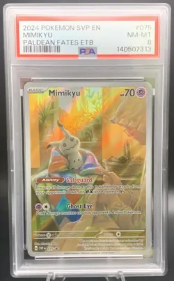 Mimikyu #SVP075 PSA 8 NM-MT - Pokemon Paldean Fates ETB Black Star Promo - Image 1