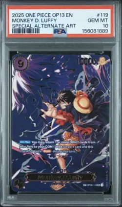 2025 One Piece OP13 EN Monkey D. Luffy Special Alternate Art PSA 10 #OP09-119 - Image 1