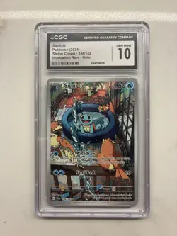 Pokemon Squirtle 148/142 SV07 Stellar Crown Illustration Rare Holo EN CGC 10 - Image 1
