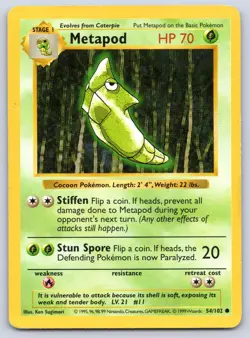 Metapod 54/102 Common Base Set Shadowless Pokemon 1999 MP - Image 1