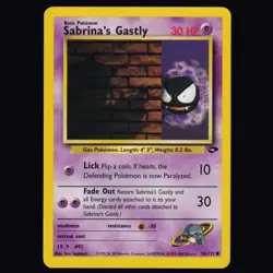Sabrina's Gastly 96/132 Gym Challenge Common Pokemon TCG NM - Image 1