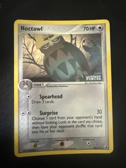 Noctowl 43/115 Pokemon TCG Unseen Forces Holo Card 2005 Light Play Condition - Image 1