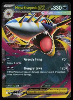 Mega Sharpedo ex 061/094 Double Rare Phantasmal Flames Pokemon Holo Near Mint - Image 1