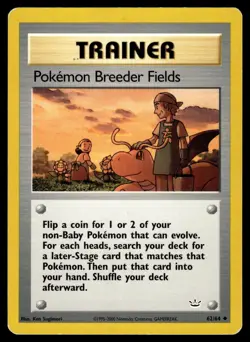 POKEMON BREEDER FIELDS - 62/64 Uncommon Neo Revelation Pokemon Unlimited MP - Image 1