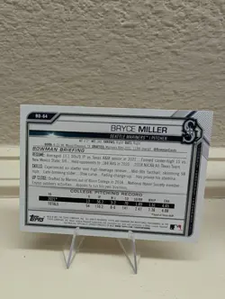 Bryce Miller Seattle Mariners 2021 1st Bowman Draft Chrome BDC64 IP On Card AUTO - Image 2
