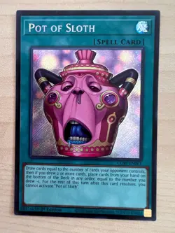 Yugioh Pot of Sloth CORI-EN061 Secret Rare Chaos Origins 1st Edition Near Mint - Image 1