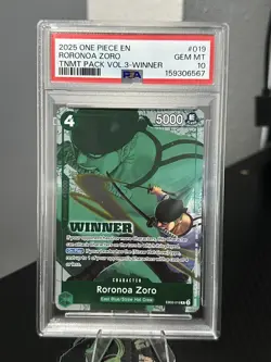 RORONOA ZORO PSA 10 2025 ONE PIECE EN #EB02-019 TOURNAMENT WINNER VOL. 3 GEM 058 - Image 1