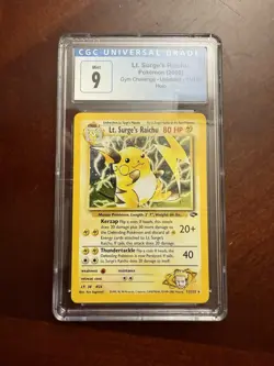 CGC 9 MINT Lt. Surge's Raichu 2000 Gym Challenge 11/132 Holo Pokemon Card - Image 1