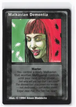 1994 Deckmaster Jyhad Malkavian Dementia # V:TES Trading Card - Image 1