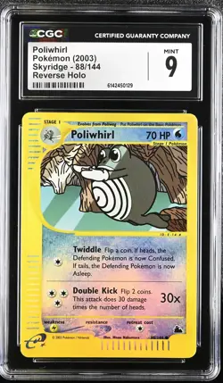 CGC 9 MINT Poliwhirl 88/144 Skyridge Reverse Holo Pokemon Card - Image 1