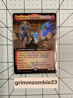 MTG Foil Quicksilver, Brash Blur (Extended Art) Card #412 Marvel Super Heroes - Image 1