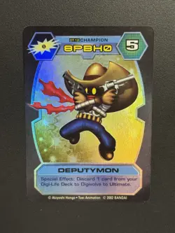 Digimon Deputymon DT-12 Holo Rare Card D-Tector Series 1 2002 Bandai - Image 1