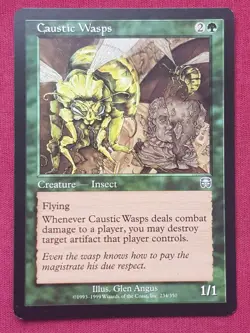 Magic The Gathering MERCADIAN MASQUES CAUSTIC WASPS green card MTG - Image 1