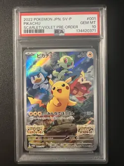 PSA 10 Pikachu 001/SV-P Pokemon SV Promo Japanese Pokemon Card 2022 - Image 1