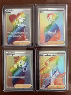 4 Pokemon TCG Rainbow Trainer Card Holo Singles Pack Fresh - Image 1