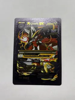 Mega M Lucario EX Hp690 Black Foil Fan Art Display Card NM/M - Image 1