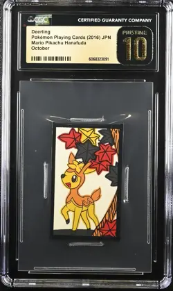 CGC 10 Pristine Deerling October Mario Pikachu Hanfuda 2016 Pokemon Playing Card - Image 1