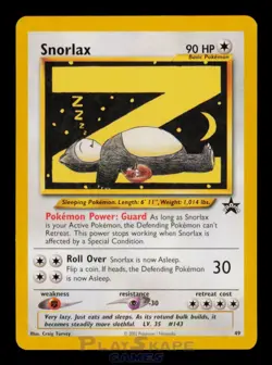 Pokemon Card Snorlax 49 Wizards Black Star Promo Vintage WOTC Eevee LP 2002 - Image 1