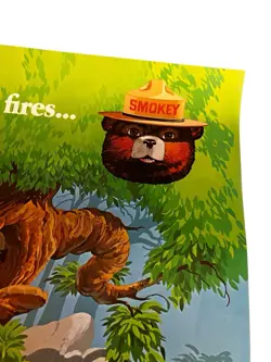 Vintage 1986 Smokey The Bear & Disney Gummi Bears Poster Forest Fires 24“ 1980s - Image 5